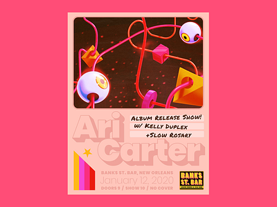 Ari Carter Show Poster airbrush digital illustration eyeball flyer design graphic design illustration layout music art music poster pink poster poster design procreate