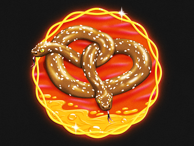 Pretzel Snake airbrush airbrush art badge design digital illustration illustration ipad pro pretzel procreate snake