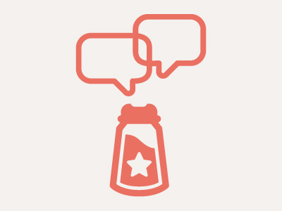 Socially Seasoned Logo bubble clean conversation flat logo logo design logo designer minimal orange salt shaker star vector