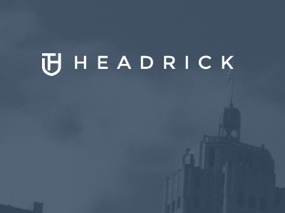 Headrick Logo 2013 blue branding design icon identity initials logo logo designer logotype shield typography