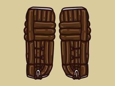 Old Time Hockey Goalie Pads 50s clean flat goalie graphic designer hockey illustration leg pads minimal retro vintage