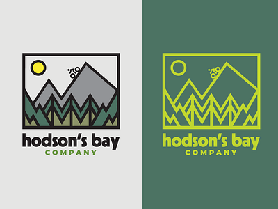 Hodson's Bay Logo Exploration bike branding clean design flat graphic design green illustration logo logo design minimal mountain nature stroke thick line vector