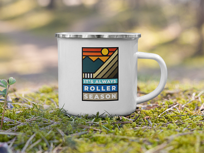 It's Always Roller Season Camp Mug branding camp canada clean design flat glass graphic design hockey illustration lines logo minimal mug nature roller hockey stained glass vector