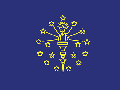 Indiana blue fire flag graphic graphic design hoosier icon indiana midwest simple stars torch