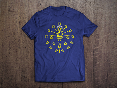 Indiana T - Cotton Bureau blue fire flag graphic graphic design hoosier icon indiana midwest simple stars torch