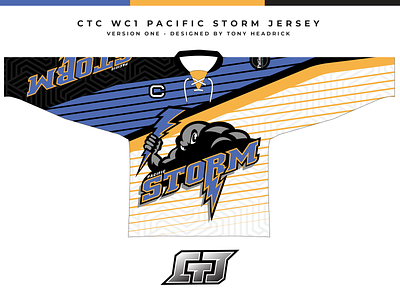 CTC WC1 Pacific Storm Hockey Jersey apparel black branding canada custom design graphic design hockey illustration inline hockey jersey logo purple roller hockey vector yellow