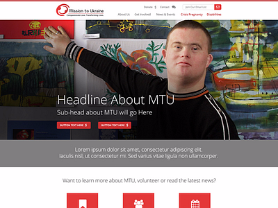 Mission to Ukraine Website Redesign craft cms header international non profit photo red responsive ui ux website