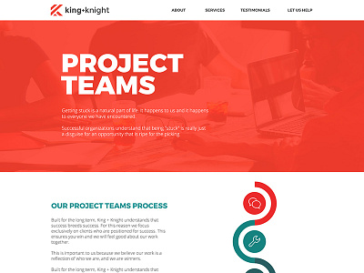 King + Knight Project Teams Landing Page agency flat header landing page process responsive services ui ux web page website wordpress