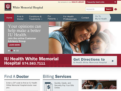 IU Health Web Design Elements - Trendy Minds design desktop health home page hospital indiana web web design