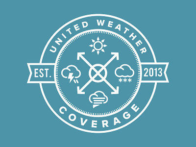 United Weather Coverage Logo blue brand crest design graphic design icon illustration logo minimal seal weather