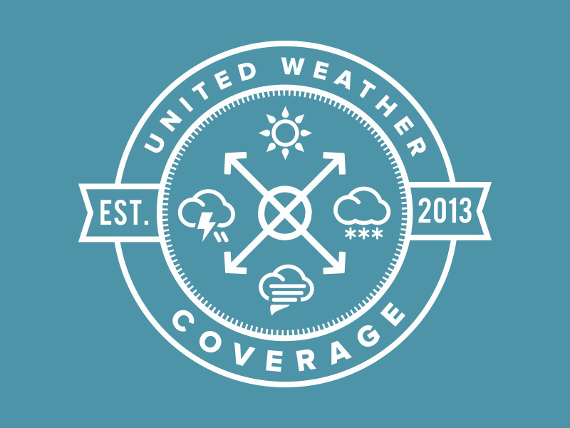 United Weather Coverage Logo design graphic design blue minimal seal crest icon brand illustration logo weather