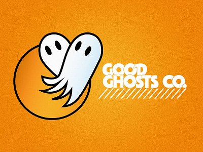 Good Ghosts Co. Logo branding design digital ghost heart illustration logo moon orange typography