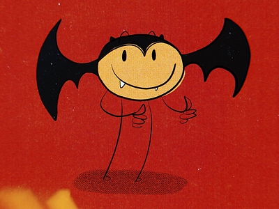 Smiley Retro Bat Dude bat halloween illustration procreate smile smiley