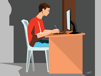 Working art illustration vector