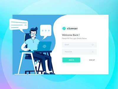 xSupport - Login Page Design design dribbble html illustration login page login page design logo pixelnx psd sign in signup support system tickets ui uidesign vector xsupport