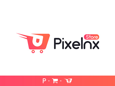PixelNX Store Logo branding cart logo design ecom site illustration logo marketplace online store p logo pixel pixel art pixelnx pixelnx logo speed logo store logo ui vector
