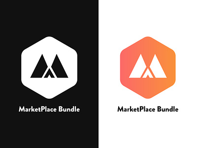 Marketplace Bundle Logo badge black bundle logo design logo m m icon m letter m logo m monogram marketplace orange pixelnx text ui vector white