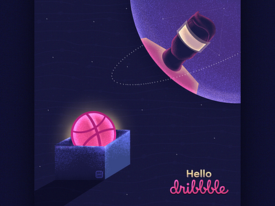Hello Dribbble !! abstract design flat hello dribble illustration illustration art illustrator ipad pro minimal procreate space vector website