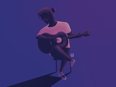 The Guitarist abstract flat illustration illustration art illustrator ipad pro procreate space vector website