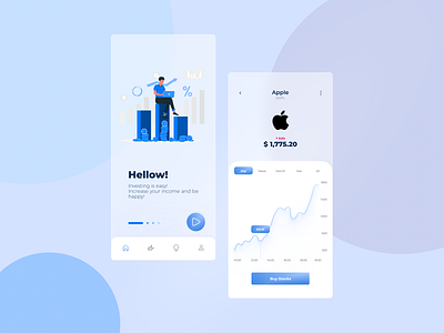 Investments App app app design application design finance finance app financial app glass glassmorphism invest investing investment investments stocks trade trading ui ui ux uidesign uiux