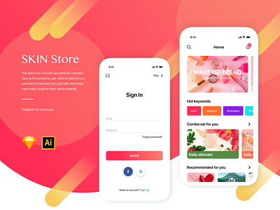 SkinStore app clean colorful cosmetic iphone x make up material design minimal concept mobile application pink shopping uiux