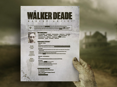 The Walker Deade Resume curriculum vitae cv resume walking dead zombie zombies