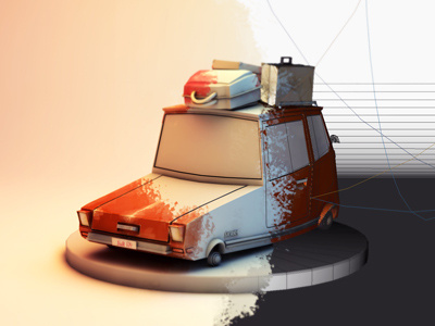 "messy breakdown" bodypaint c4d cartoon cinema 4d luggage mapping mesh model texturing toon uv map uv mapping