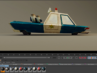 Squad Car Side 3d c4d cartoon toon uv mapping vrayforc4d