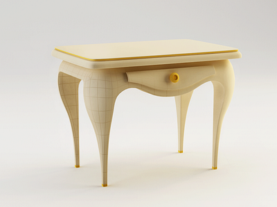 French style table model 3d c4d cinema 4d curvy legs