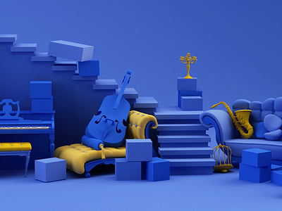 The Basement_blocking stage 3d blue c4d cg