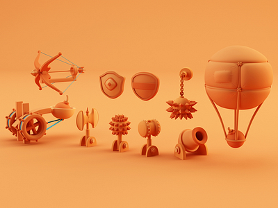 Weapons 3d c4d cinema 4d stylized