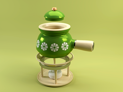 Green Pot 3d c4d retro