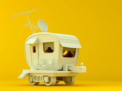 Caravan 3d c4d c4d42 octane stylized trailer