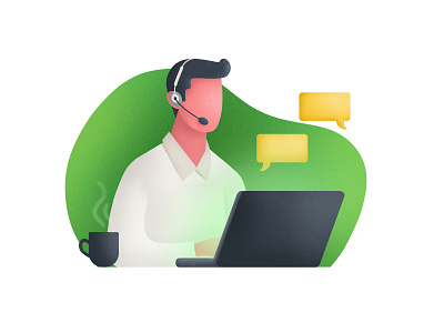 Support Illustration for iGap call character company customer care customer service customer support graphic design illustration illustrator landing page office startup support