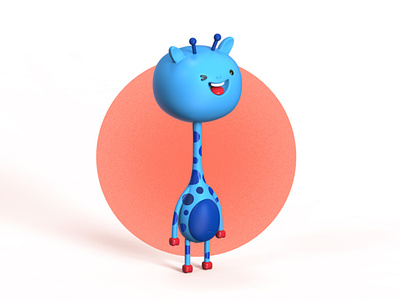 3D Giraffe Mascot 3d 3d illustration animal animal illustration blender blue c4d character cinema4d cute cute animal cute fun funny giraffe keyshot mascot zbrush pixlogic