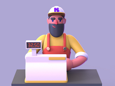 Cashier 3D Illustration