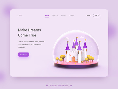 Dream Castle Landing Page 3d illustration castle concept dream dreams dreamy illustration landing page palace ui user experience user interface website