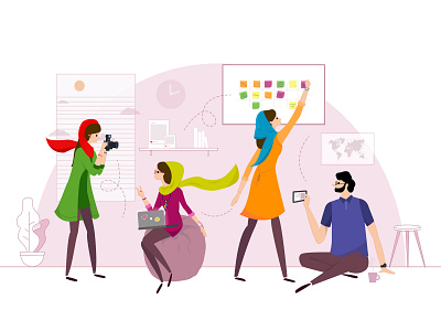 Wesocial Teamwork Illustration company design illustration illustrator landing page office social social media team teamwork vector web work