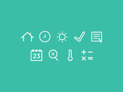 minimal utility icons - wired calculator calendar clock flashlight home icons minimal symbols to do utilities wired
