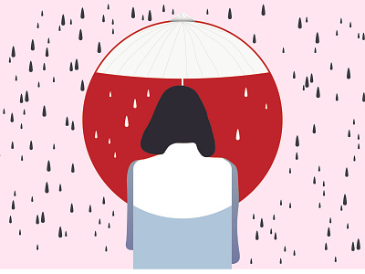 Japan Rain design girl illustration illustrator japan japanese rain story vector