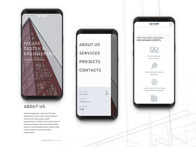 Mobile version of the website SKYTOP building clean minimal minimalism minimalist minimalistic mobile mobile design mobile ui mobile version ui ux