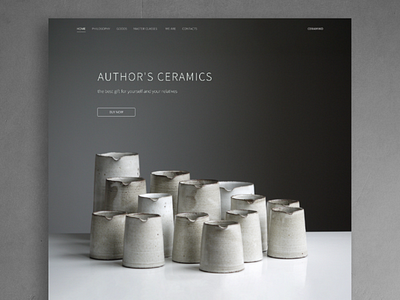 Author's Ceramic black and white ceramics landing landing page minimal minimalism minimalistic monochrome web design website