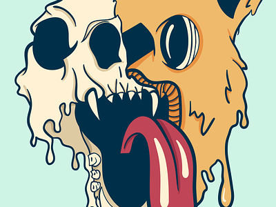 Bear animal bear creepy design drawing illustration melting skeleton skull
