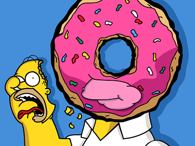 D'oh! cartoon donut drawing fan art homer illustrator pink pop art simpson