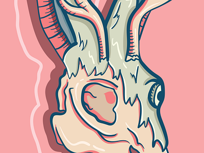 Jackalope animal art creepy digital drawing graphic illustration jackalope rabbit skull