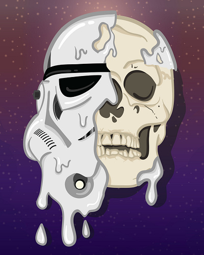 Melting Stormtrooper character creepy drawing film helmet illustration melting movie pop art skeleton skull space star wars stars storm trooper