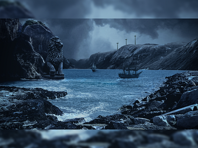 Shore design illustration matte painting photoshop