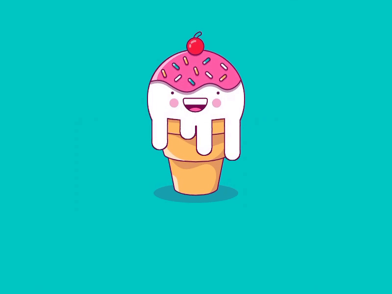 Bouncy Ice Cream 🍦 (original illustration: Amber McGregor) animation droplets gsap happy ice cream ice cream icecream illustration vector