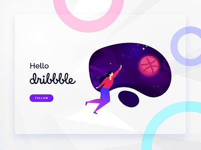 Hello Dribbble animation app design flat illustration logo typography ui vector