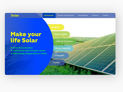 "Solar" concept landing page